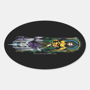 Aquaman Orin & Orm Reversible Art Nouveau Panel Oval Sticker