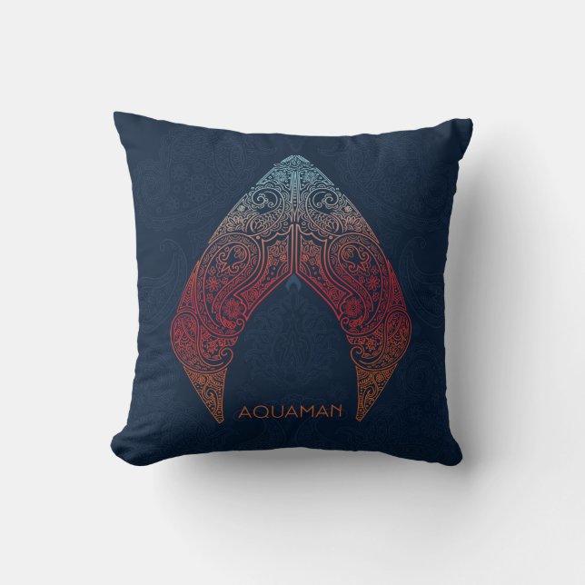 Aquaman | Paisley Aquaman Logo Throw Pillow (Front)