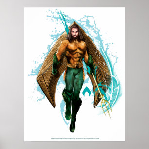 Aquaman Prince Orin With Aquaman Logo Poster
