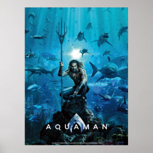 Aquaman Prince Orin With Aquatic Animals Poster