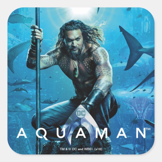 Aquaman | Prince Orin With Aquatic Animals Square Sticker (Front)