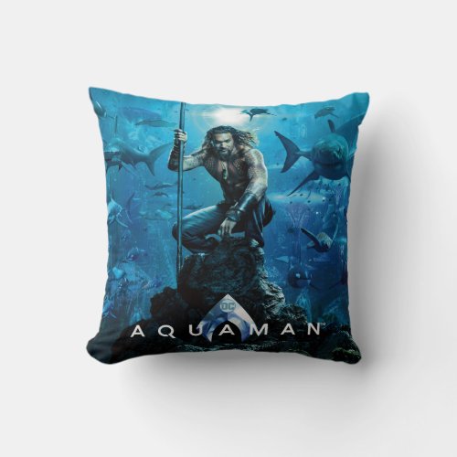 Aquaman  Prince Orin With Aquatic Animals Throw Pillow