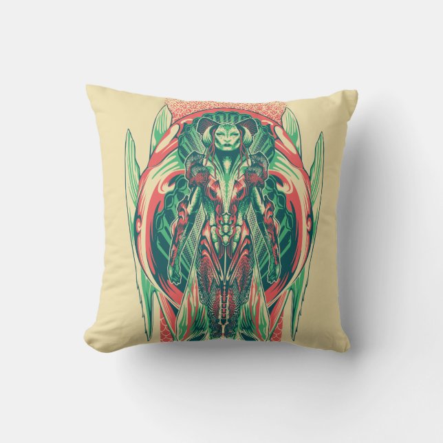 Aquaman | Queen Fisherman Art Nouveau Panel Throw Pillow (Front)