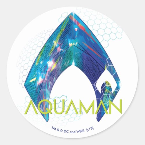 Aquaman  Refracted Aquaman Logo Classic Round Sticker