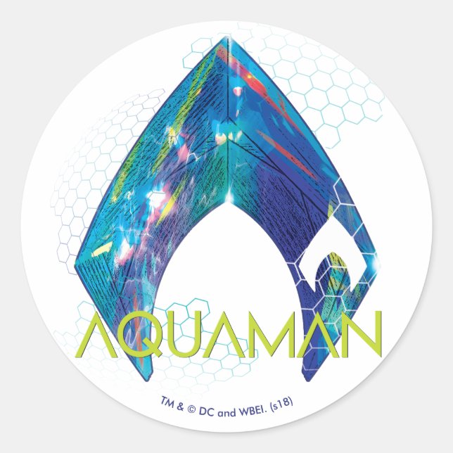 Aquaman | Refracted Aquaman Logo Classic Round Sticker (Front)