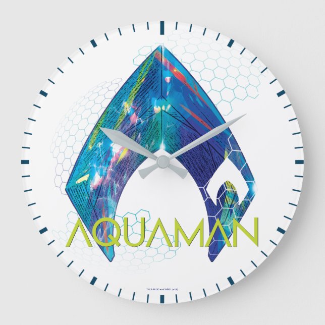 Aquaman | Refracted Aquaman Logo Large Clock (Front)