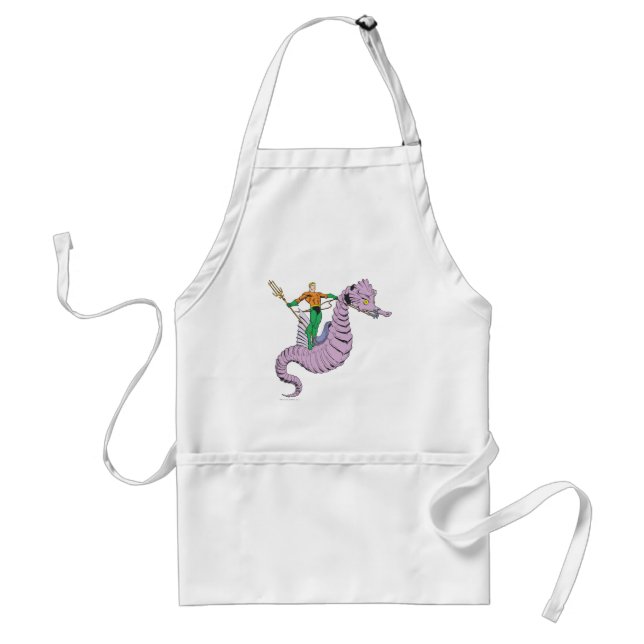 Aquaman Rides Seahorse Adult Apron (Front)