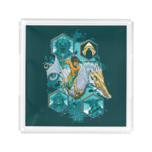 Aquaman Riding Seahorse Across Kingdoms Acrylic Tray