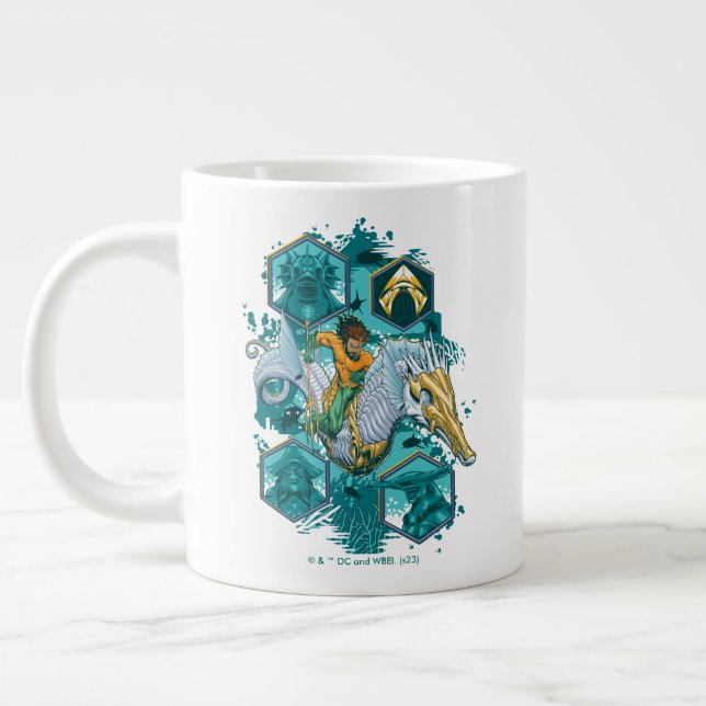 Aquaman Riding Seahorse Across Kingdoms Giant Coffee Mug (Left)