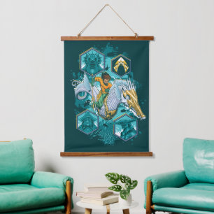 Aquaman Riding Seahorse Across Kingdoms Hanging Tapestry