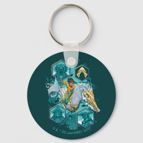 Aquaman Riding Seahorse Across Kingdoms Keychain