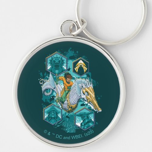 Aquaman Riding Seahorse Across Kingdoms Keychain