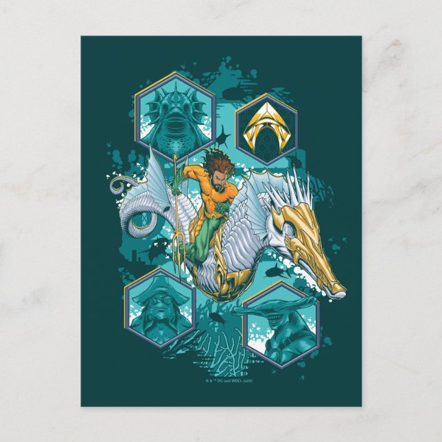 Aquaman Riding Seahorse Across Kingdoms Postcard (Front)