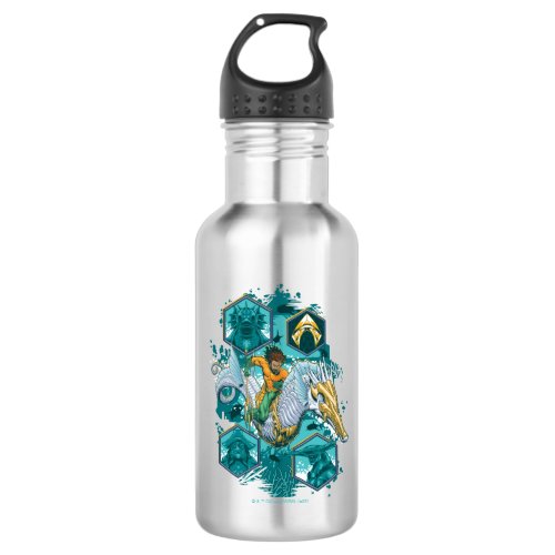 Aquaman Riding Seahorse Across Kingdoms Stainless Steel Water Bottle