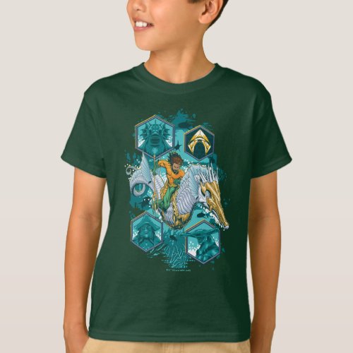 Aquaman Riding Seahorse Across Kingdoms T_Shirt