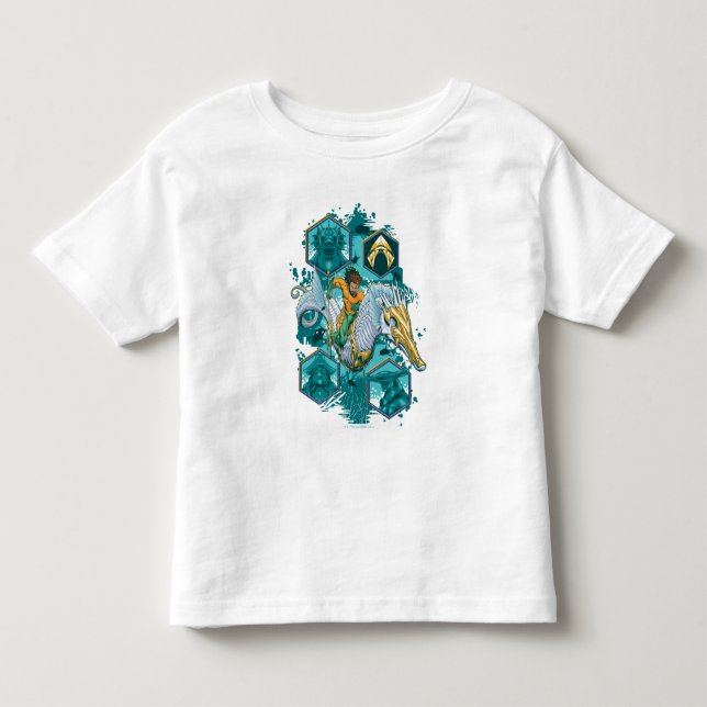 Aquaman Riding Seahorse Across Kingdoms Toddler T-shirt (Front)