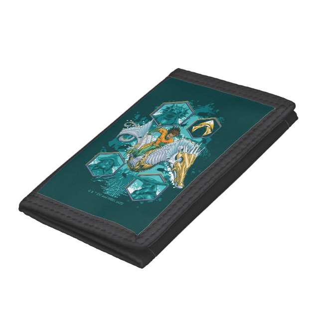 Aquaman Riding Seahorse Across Kingdoms Trifold Wallet (Bottom)