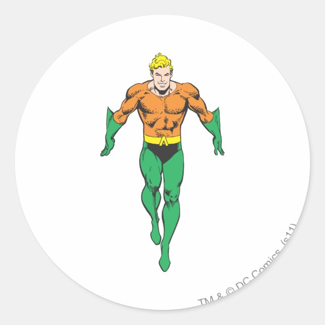 Aquaman Runs Classic Round Sticker (Front)