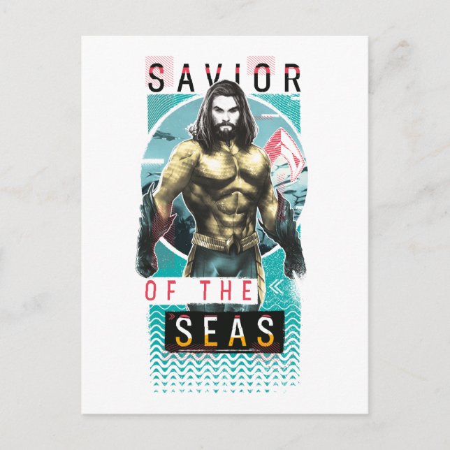Aquaman | "Savior Of The Seas" Modernist Graphic Postcard (Front)
