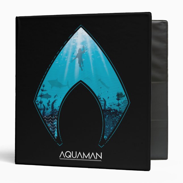 Aquaman | See Through Aquaman Logo Ocean Graphic 3 Ring Binder (Front/Inside)