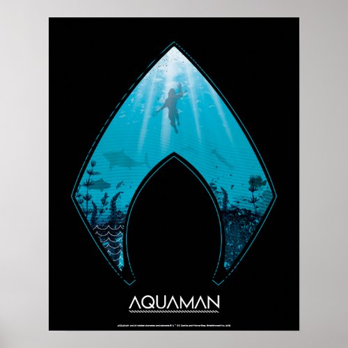 Aquaman  See Through Aquaman Logo Ocean Graphic Poster