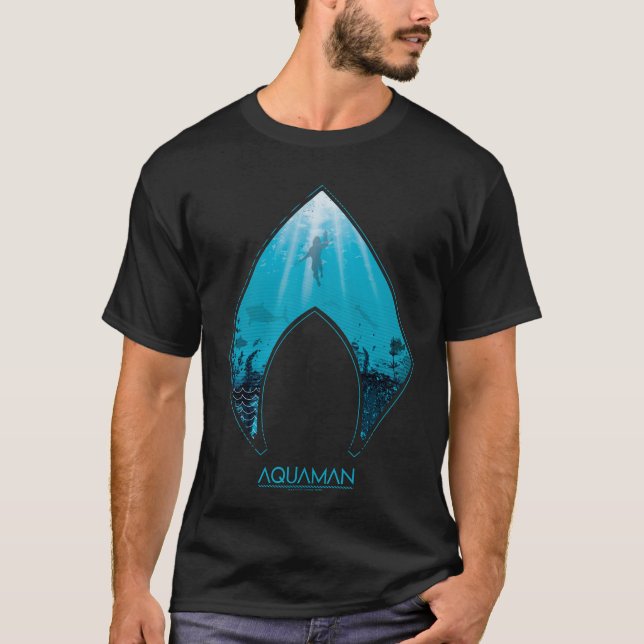 Aquaman | See Through Aquaman Logo Ocean Graphic T-Shirt (Front)