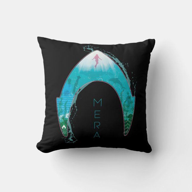 Aquaman | See Through Mera Symbol Ocean Graphic Throw Pillow (Front)