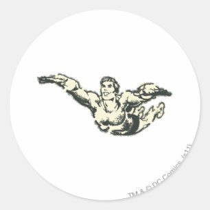 Aquaman Soars BW Classic Round Sticker