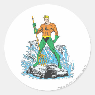 Aquaman Stands with Pitchfork Classic Round Sticker
