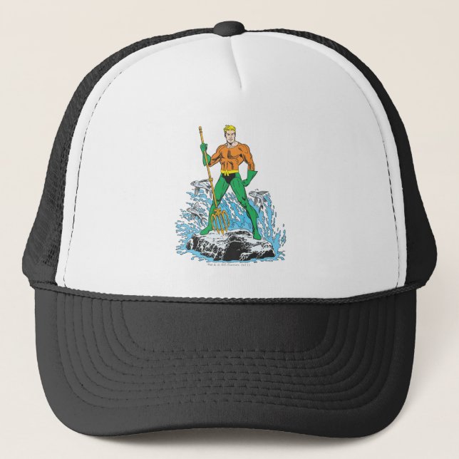 Aquaman Stands with Pitchfork Trucker Hat (Front)