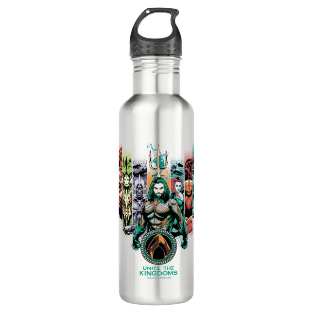 Aquaman | "Unite The Kingdoms" Atlanteans Graphic Stainless Steel Water Bottle (Front)