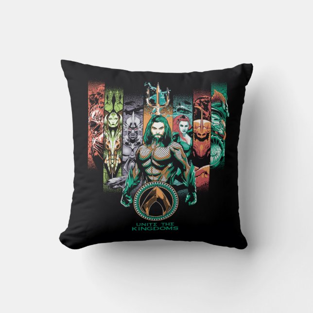 Aquaman | "Unite The Kingdoms" Atlanteans Graphic Throw Pillow (Front)