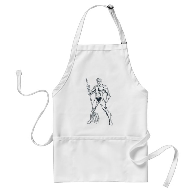 Aquaman with Pitchfork BW Adult Apron (Front)