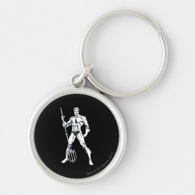 Aquaman with Pitchfork BW Keychain (Front)