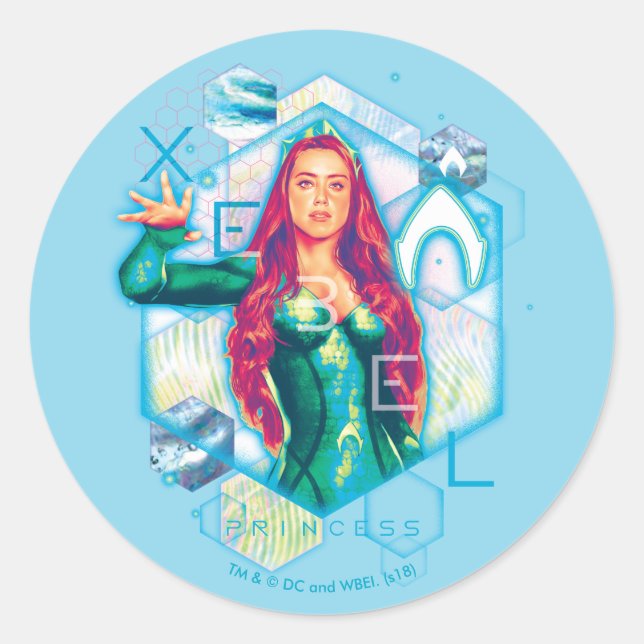 Aquaman | Xebel Princess Mera Hexagonal Graphic Classic Round Sticker (Front)