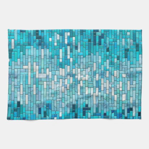Aquamarine Abstract Mosaic Art Kitchen Towel
