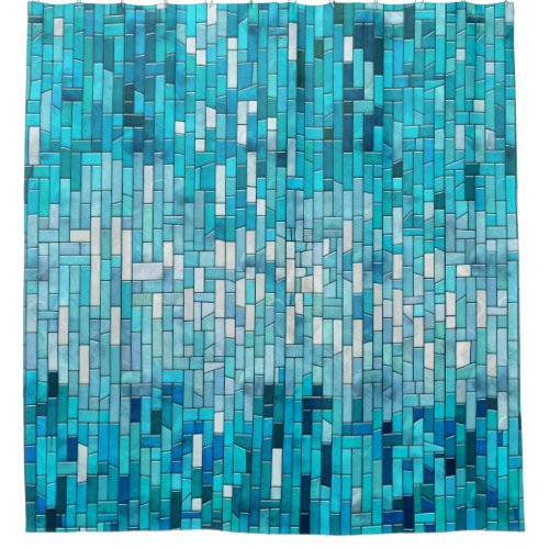 Aquamarine Abstract Mosaic Art Shower Curtain