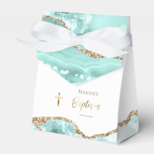 aquamarine agate Baptism Favor Box