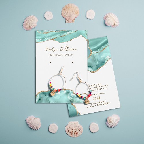 Aquamarine agate jewelry display card