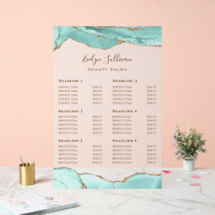Aquamarine Agate Price List Acrylic Sign