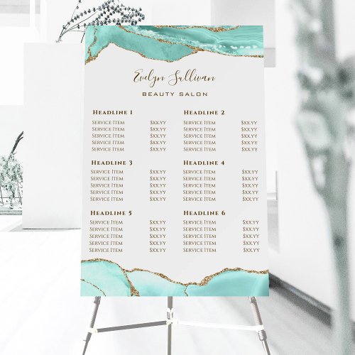 Aquamarine Agate Price List Foam Board