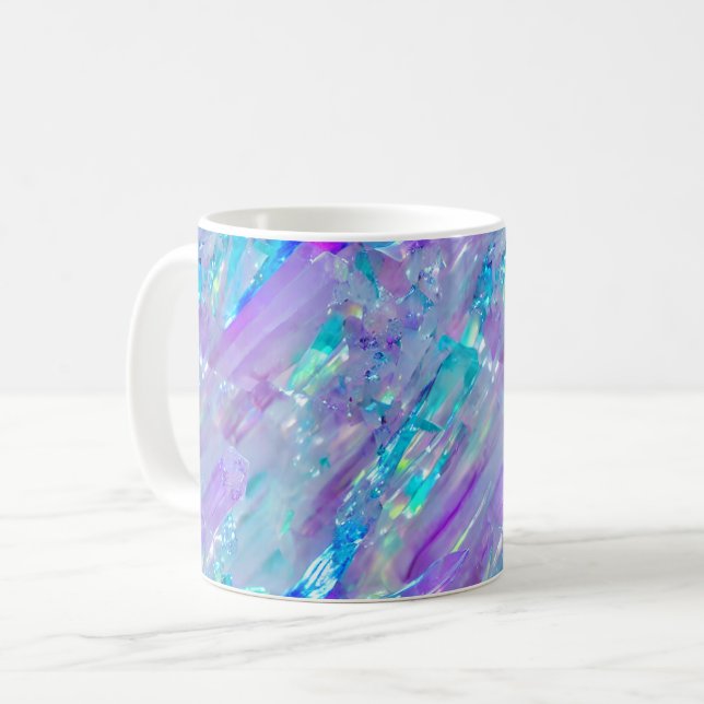 Aquamarine and Amethyst Crystal Coffee Mug (Front Left)