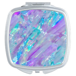 Aquamarine and Amethyst Crystal Compact Mirror