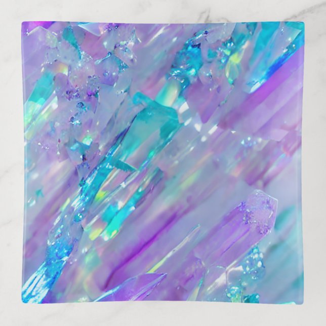 Aquamarine and Amethyst Crystal Trinket Tray (Front)