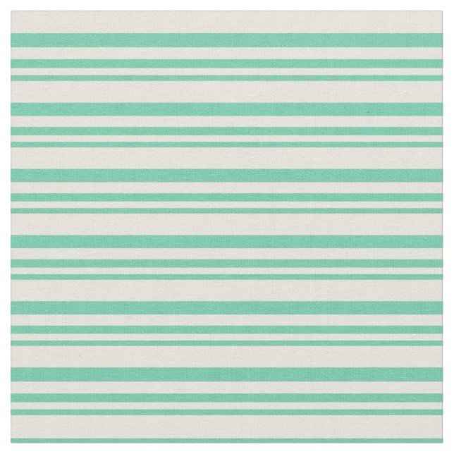 Aquamarine and Beige Stripes/Lines Pattern Fabric (Close Up)