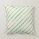 [ Thumbnail: Aquamarine and Beige Stripes/Lines Pattern Pillow ]