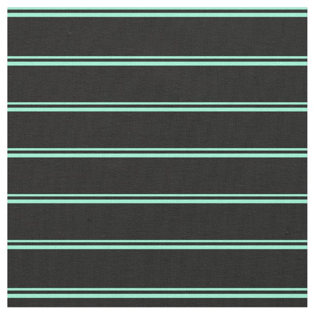 Aquamarine and Black Colored Stripes Pattern Fabric (Close Up)