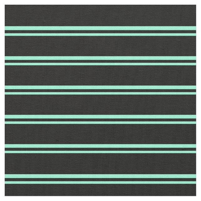 Aquamarine and Black Lined/Striped Pattern Fabric (Close Up)
