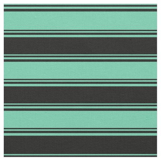 Aquamarine and Black Stripes/Lines Pattern Fabric