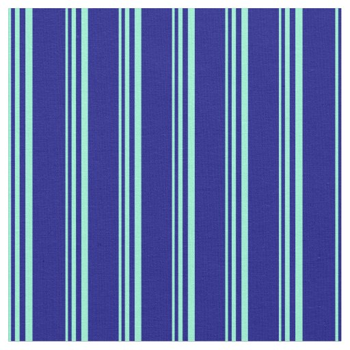 Aquamarine and Blue Lined Pattern Fabric